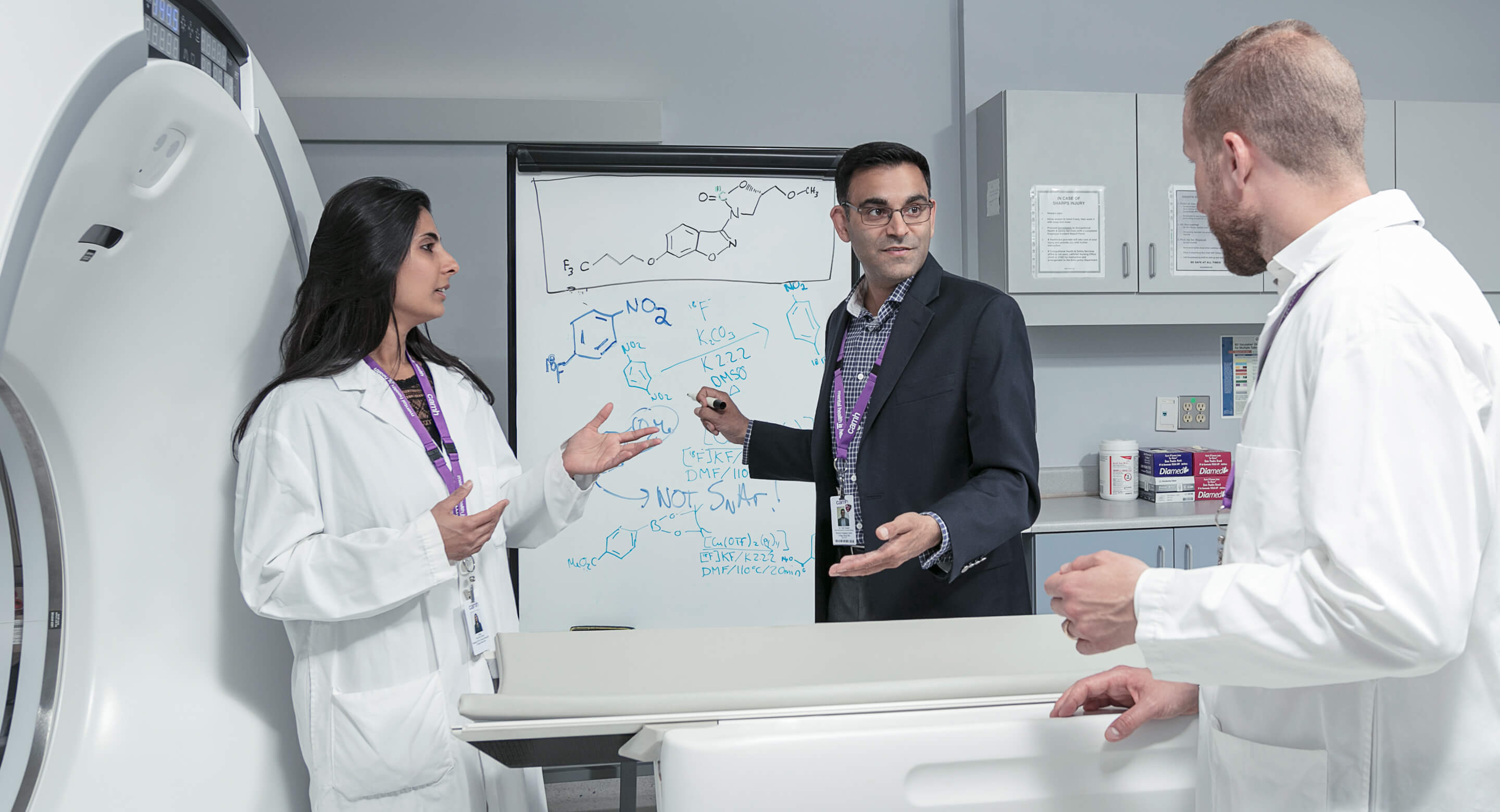 Dr. Neil Vasdev (centre), Director of CAMH’s Azrieli Centre for Neuro-Radiochemistry, is one of four Canada Research Chairs leading a research project at CAMH that combines brain imaging and music to help treat clinical depression