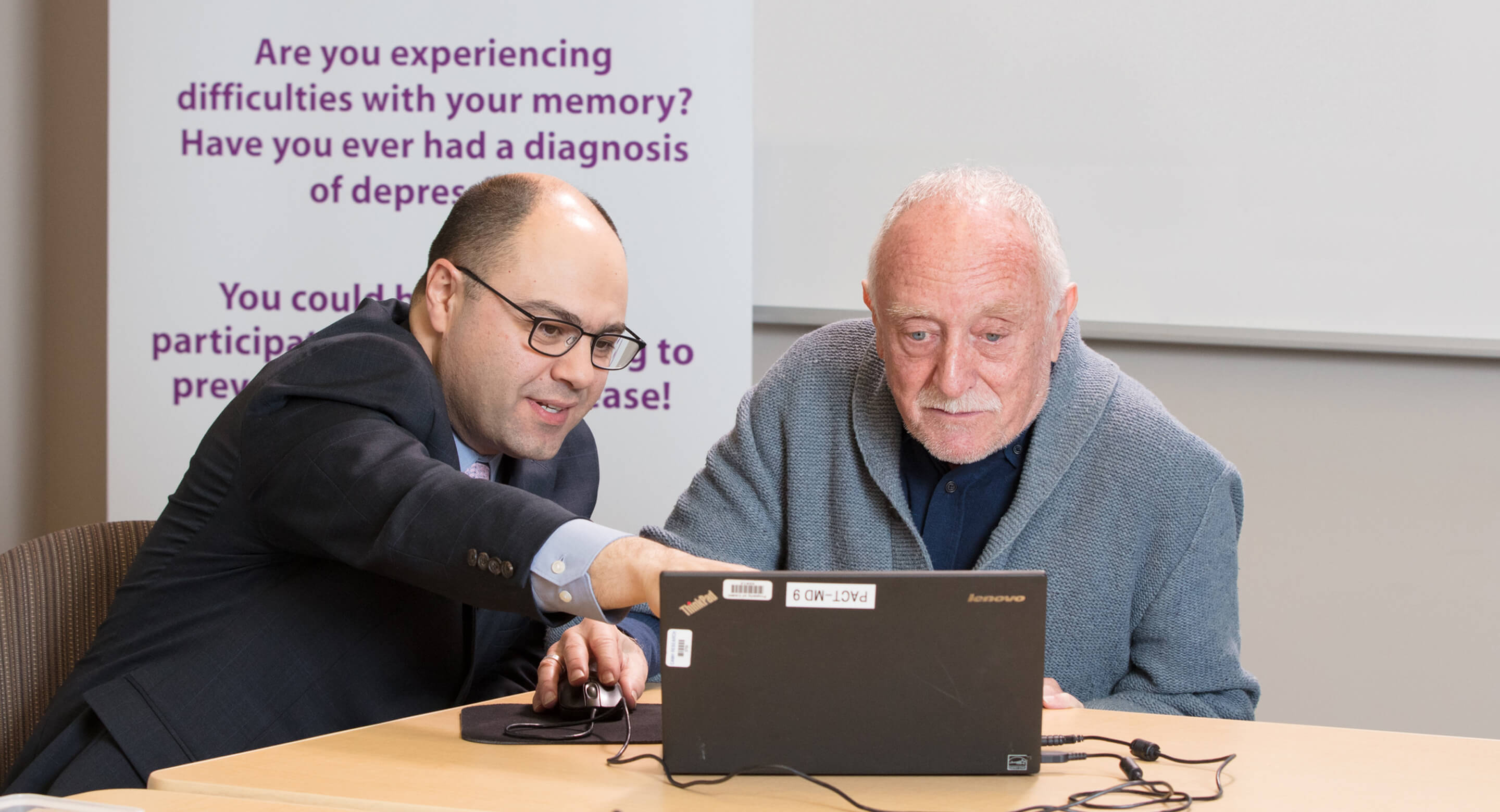 Dr. Tarek Rajji and geriatric patient Ron Singer