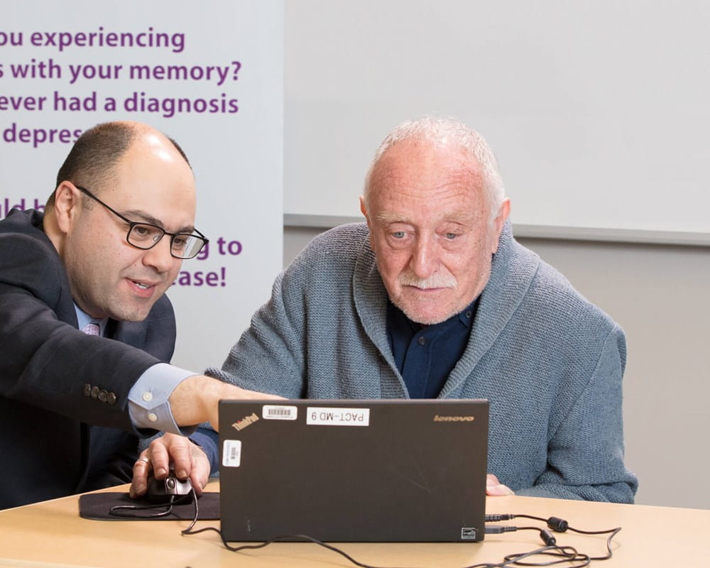 Dr. Tarek Rajji and geriatric patient Ron Singer