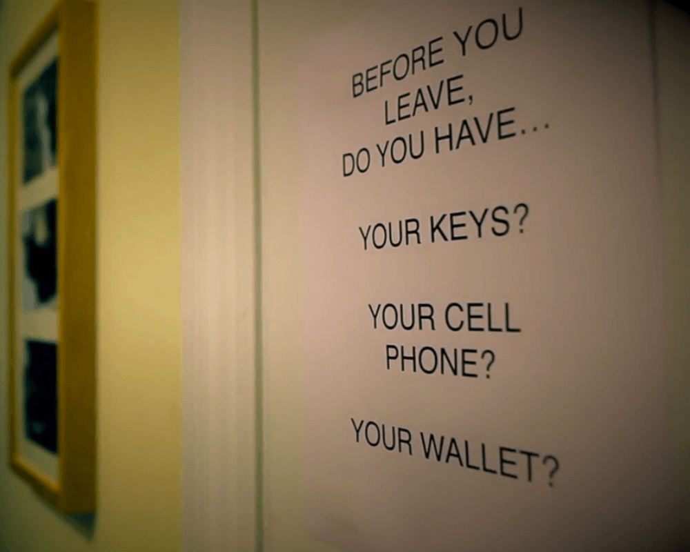 A reminder sign in a patient's home