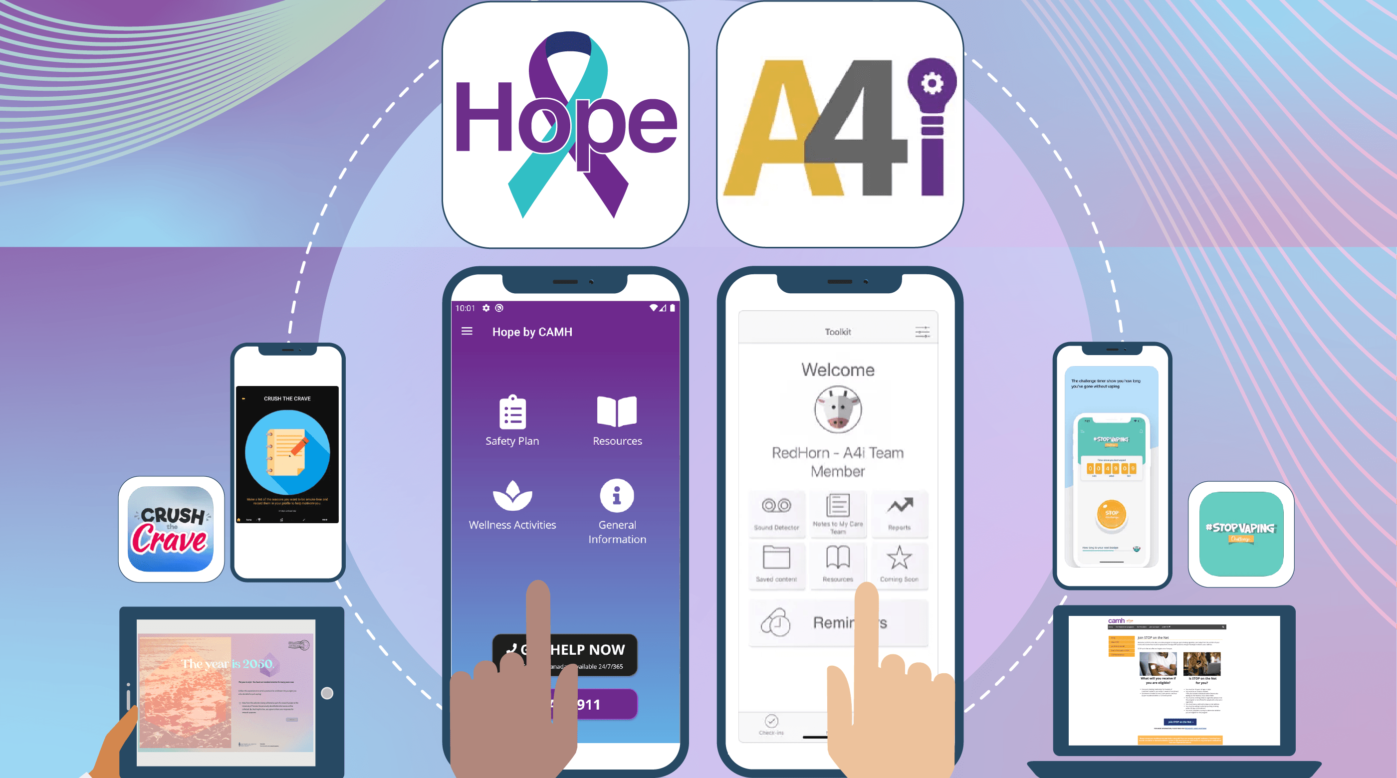 Digital Health Week 2022 - graphic including examples of CAMH apps