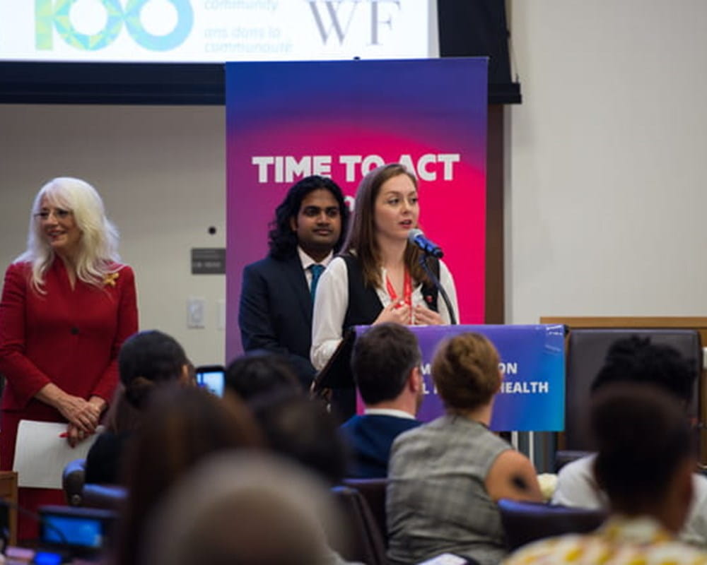 CAMH Youth Engagement Facilitator Emma McCann during panel at the United Nations General Assembly.