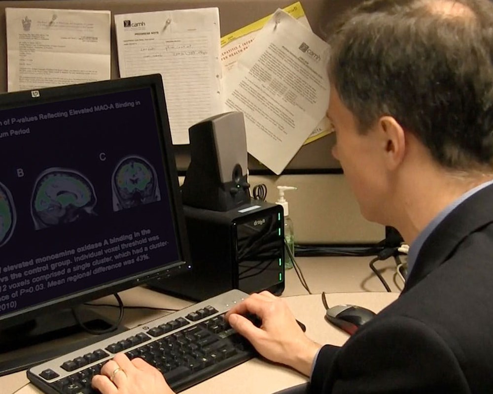 Dr. Jeff Meyer working at computer