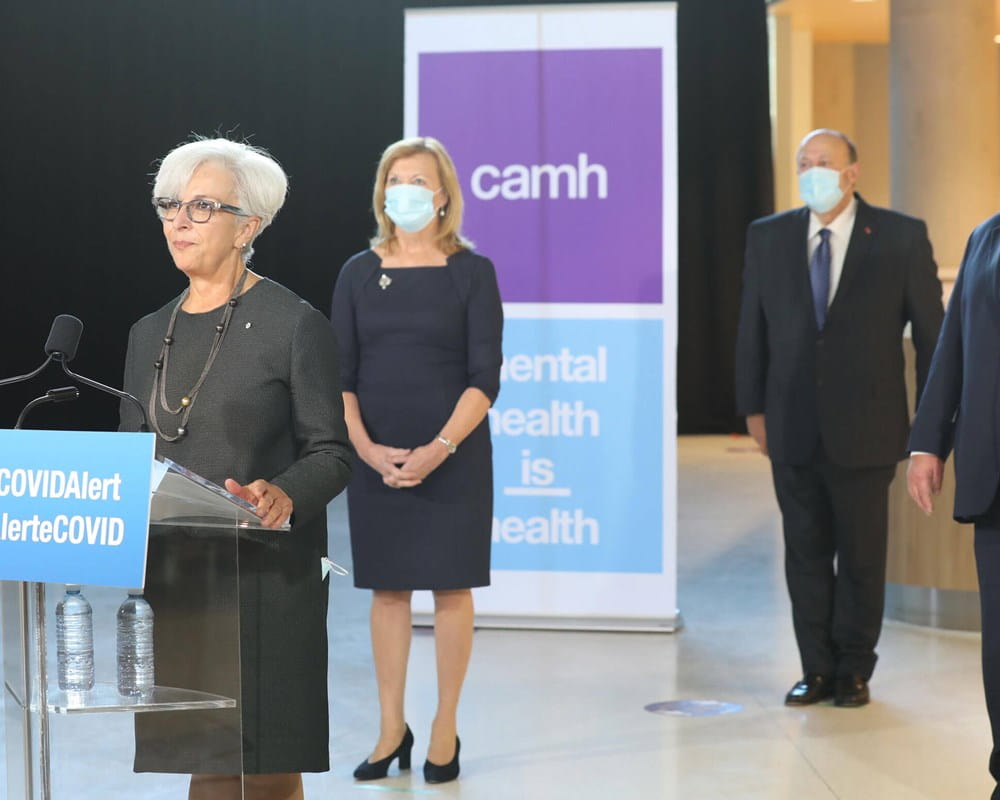 Dr. Catherine Zahn speaking during the Queen Street Redevelopment Phase 1C ribbon-cutting event