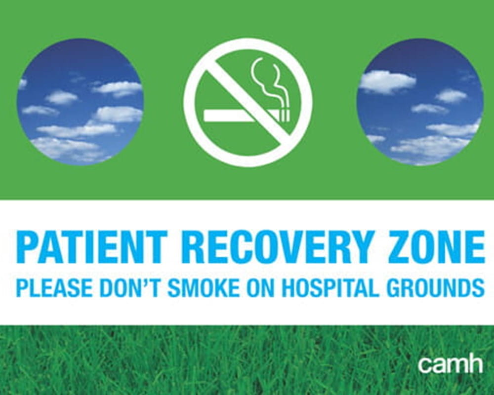 A patient recovery zone sign with the phrase