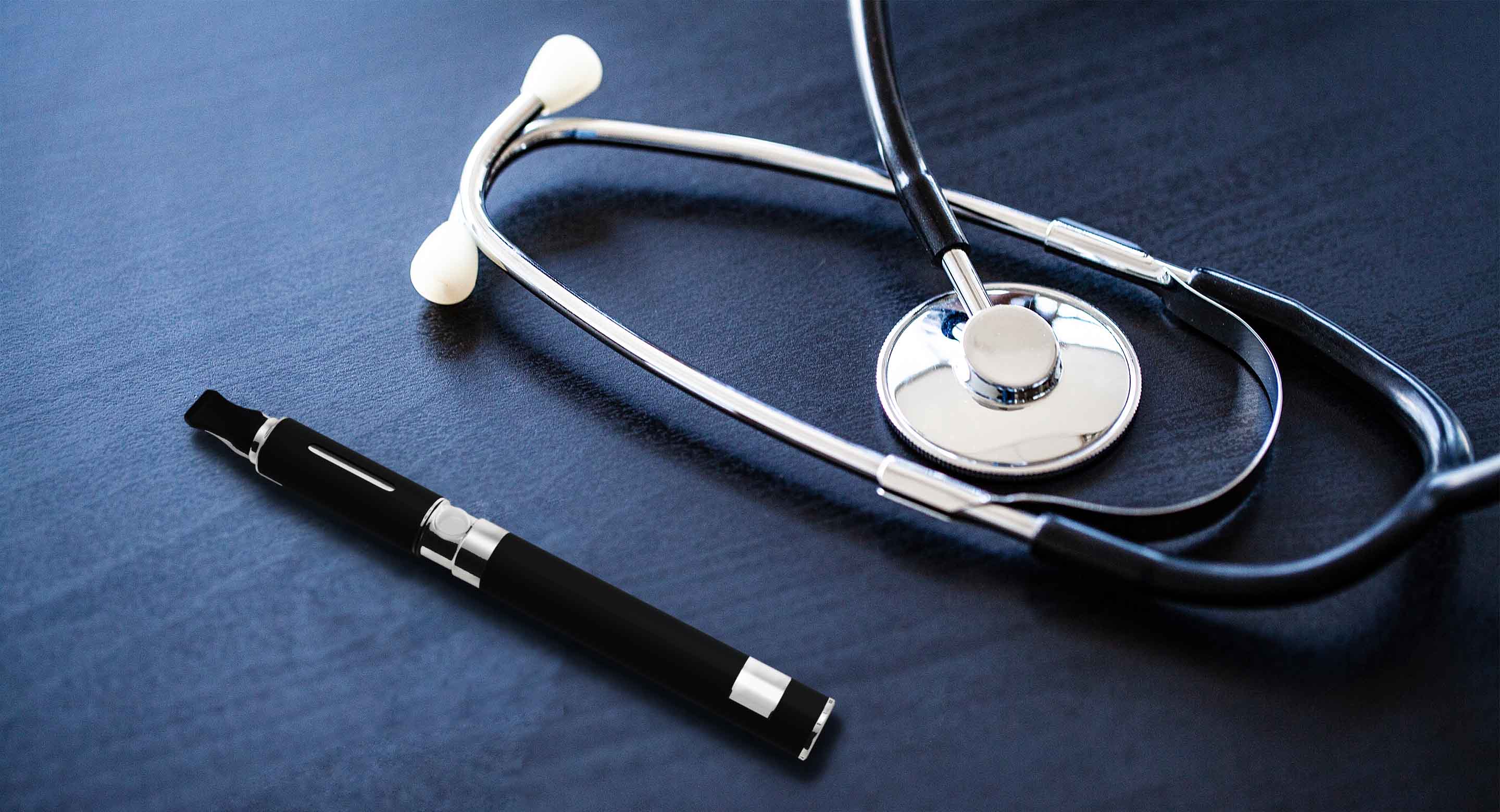 Image of an e-cigarette and stethoscope